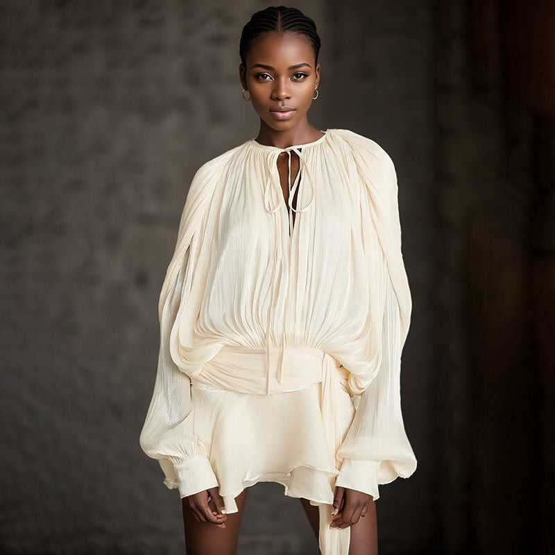 Blusa fruncida con lazo | volumen suave elegante