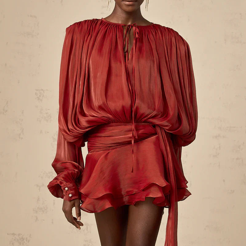 Blusa fruncida con lazo | volumen suave elegante