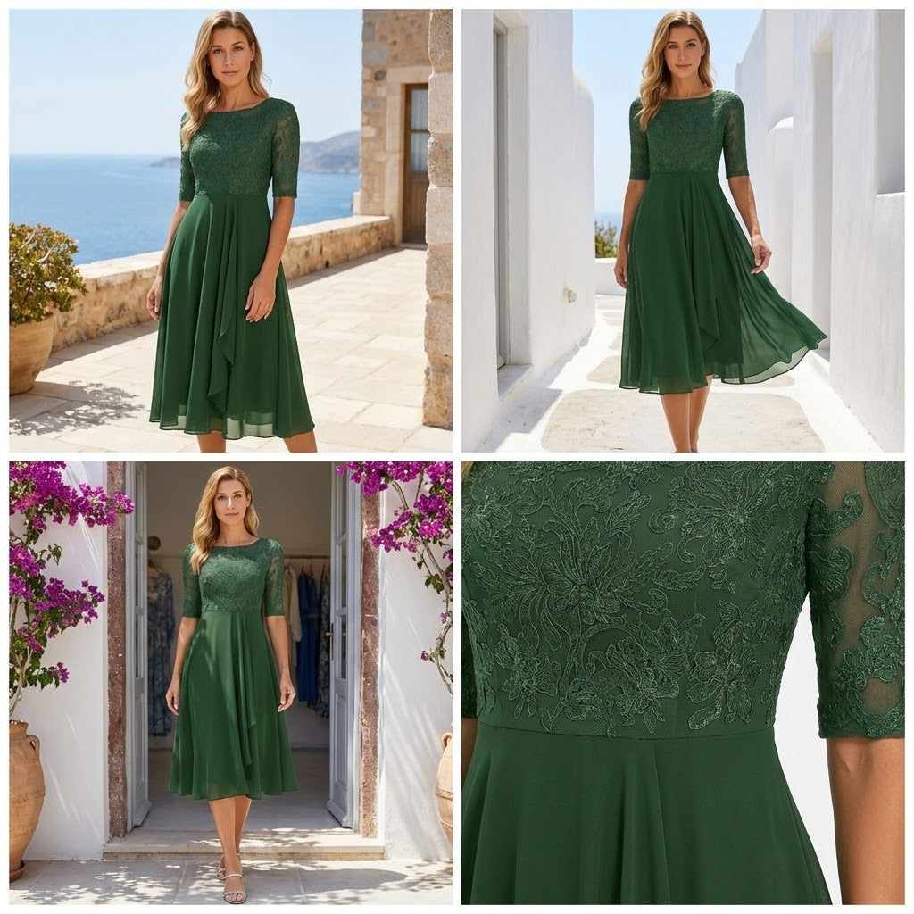 Vestido midi con encaje | elegancia que se mueve contigo