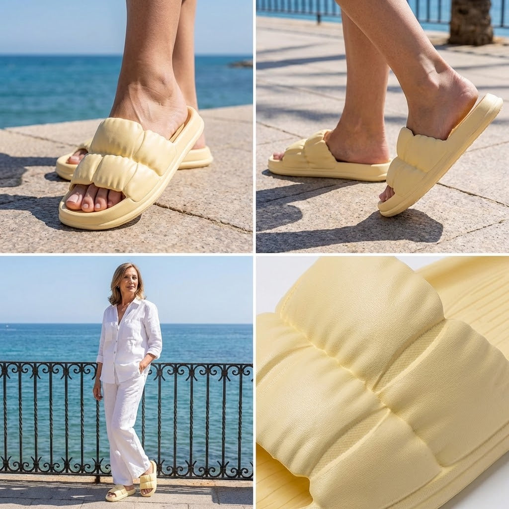 Chanclas acolchadas nube | pisada suave sin esfuerzo