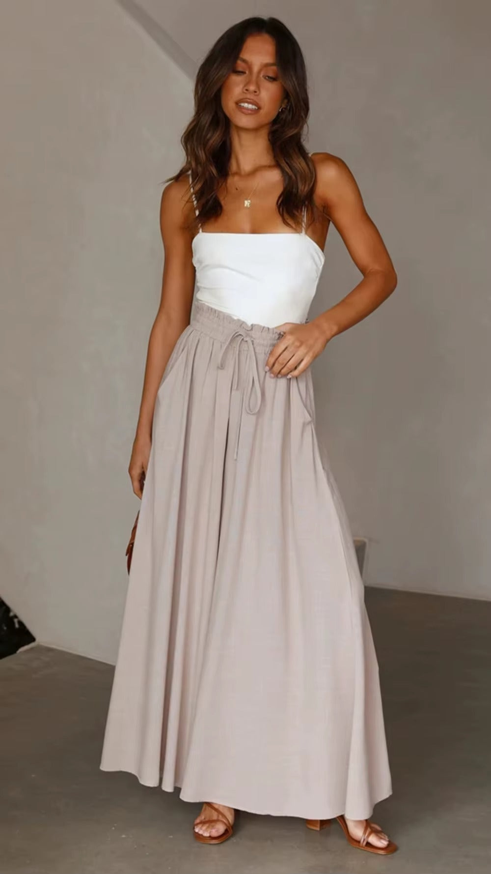 Pantalón de tiro | alto con cintura elástica