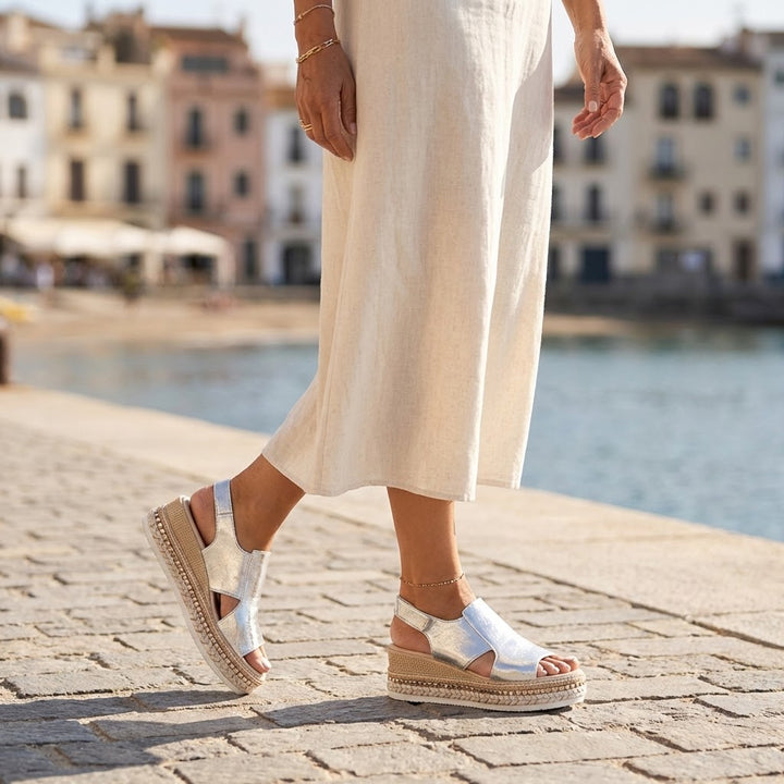 Sandalias plataforma brillante | altura sin esfuerzo